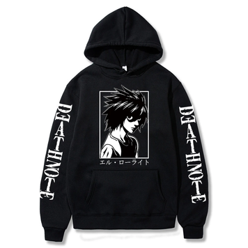 Oversized hoodie with Death Note anime print BLACK S