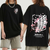 Oversize T-Shirt mit Print Attack on Titan Schwarz S T0011 фото