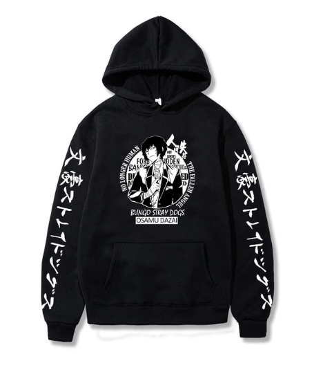 Oversized hoodie with Bungo Stray Dogs anime print BLACK S