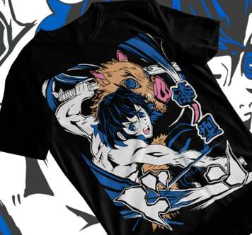 Oversized T-Shirt with Print Demon Slayer Black S