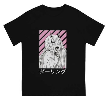 Oversize T-Shirt z nadrukiem Darling in the FranXX Czarny S