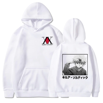 Oversized Hoodie with Hunter x Hunter anime print White S