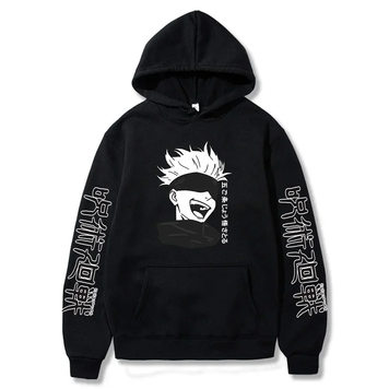 Oversize Hoodie mit Anime-Druck Jujutsu Kaisen SCHWARZ S H0226 фото