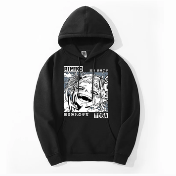 Oversized Hoodie with My Hero Academia anime print Black S