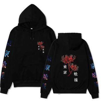 Oversized Hoodie with Tokyo Ghoul anime print Black S