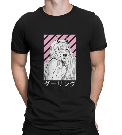 Oversize T-Shirt mit Print Darling in the FranXX Schwarz S T0085 фото