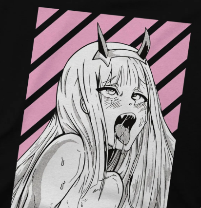 Oversize T-Shirt mit Print Darling in the FranXX Schwarz S T0085 фото