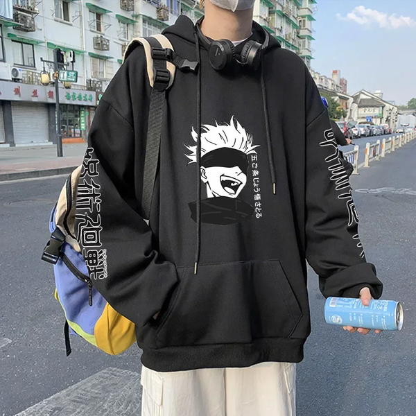 Oversize Hoodie mit Anime-Druck Jujutsu Kaisen SCHWARZ S H0226 фото