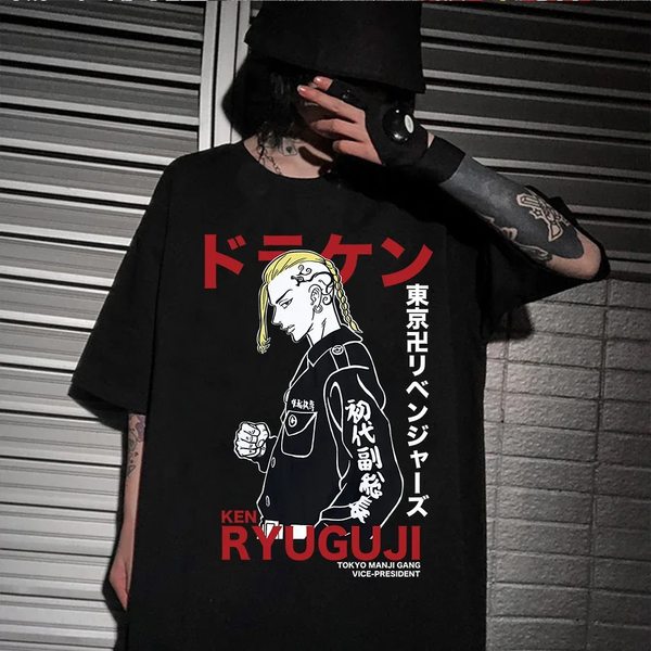 Oversize T-Shirt z nadrukiem Tokyo Revengers Czarny S