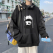 Oversized Hoodie with Jujutsu Kaisen anime print Black S