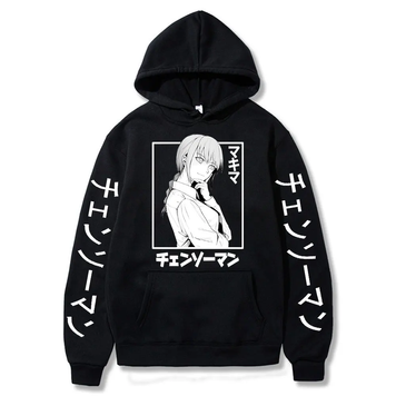 Oversize bluza z nadrukiem anime Chainsaw man CZARNY S