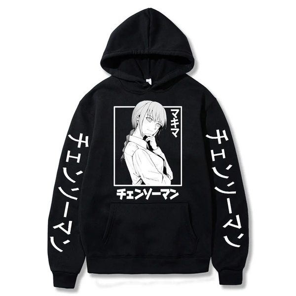 Oversized hoodie with Chainsaw man anime print BLACK S