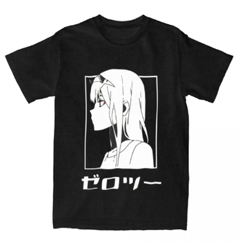 Oversize T-Shirt z nadrukiem Darling in the FranXX Czarny S