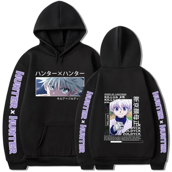 Oversize bluza z nadrukiem anime Hunter x Hunter CZARNY S