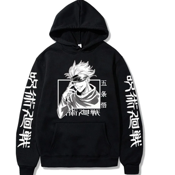 Oversize bluza z nadrukiem anime Jujutsu Kaisen CZARNY S