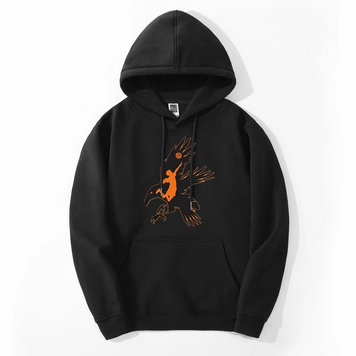 Oversized Hoodie with Haikyu! Anime Print Black S