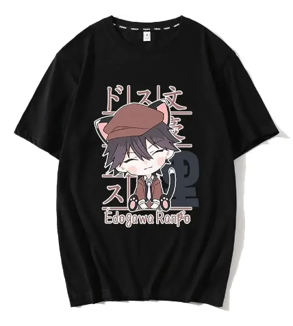 Oversized T-Shirt with Print Bungo Stray Dogs Black S