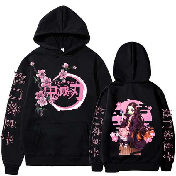 Oversize Hoodie mit Demon Slayer Anime Print SCHWARZ S H0116 фото