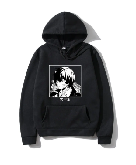 Oversized hoodie with Bungo Stray Dogs anime print BLACK S