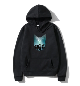 Oversized Hoodie with Sailor Moon anime print Black S