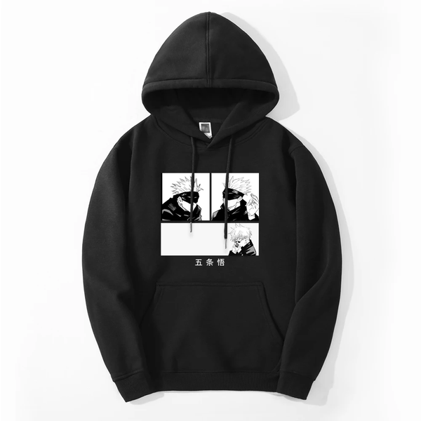 Oversized Hoodie with Jujutsu Kaisen anime print Black S