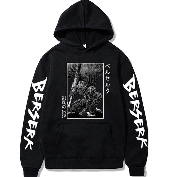 Oversize Hoodie mit Berserk Anime Print, schwarz, Größe S H0028 фото