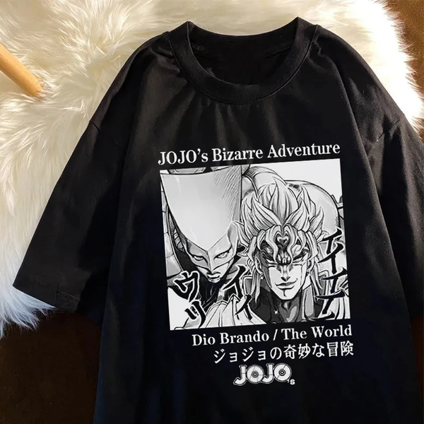 Oversize T-Shirt mit Print JoJo's Bizarre Adventure Schwarz S T0177 фото