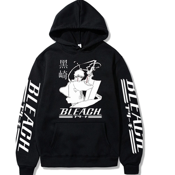 Bleach Oversized Hoodie with Bleach anime print Black S