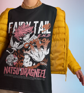 Oversized T-Shirt with Print Fairy Tail Black S