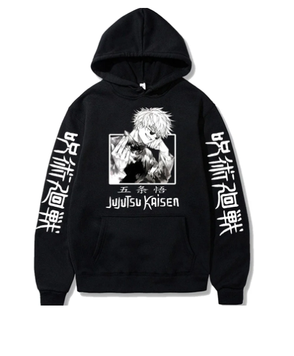 Oversize bluza z nadrukiem anime Jujutsu Kaisen CZARNY S