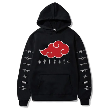 Oversized Hoodie with Naruto anime print Black S