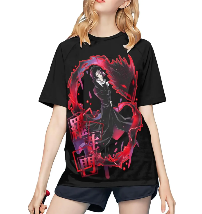 Oversized T-Shirt with Print Bungo Stray Dogs Black S