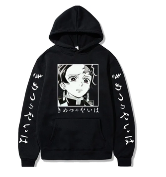 Oversize Hoodie mit Demon Slayer Anime Print SCHWARZ S H0129 фото