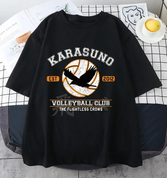 Oversize T-Shirt mit Print Haikyu! Schwarz S T0144 фото