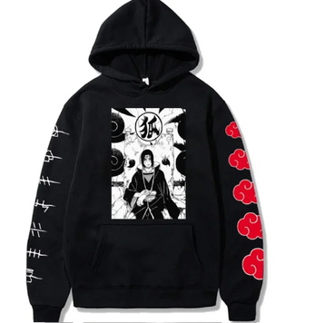 Oversized Hoodie with Naruto anime print Black S