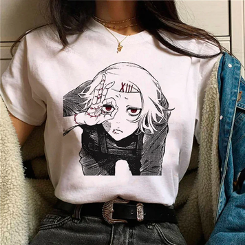 Oversize T-Shirt mit Print Tokyo Ghoul Weiß S T0283 фото