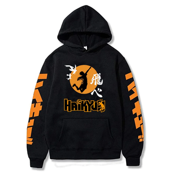 Oversize bluza z nadrukiem anime Haikyu! CZARNY S