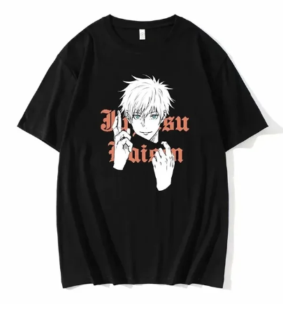 Oversize T-Shirt z nadrukiem jujutsu kaisen Czarny S