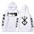 Oversized hoodie with Berserk anime print, white, size S