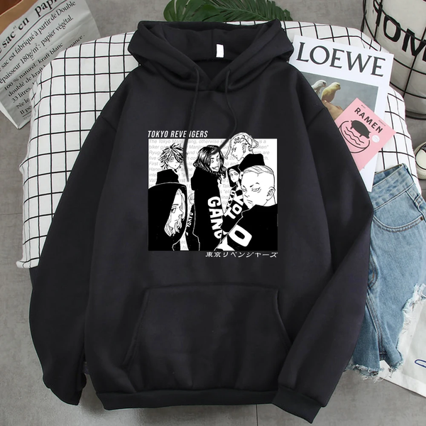 Oversized Hoodie with Tokyo Revengers anime print Black S