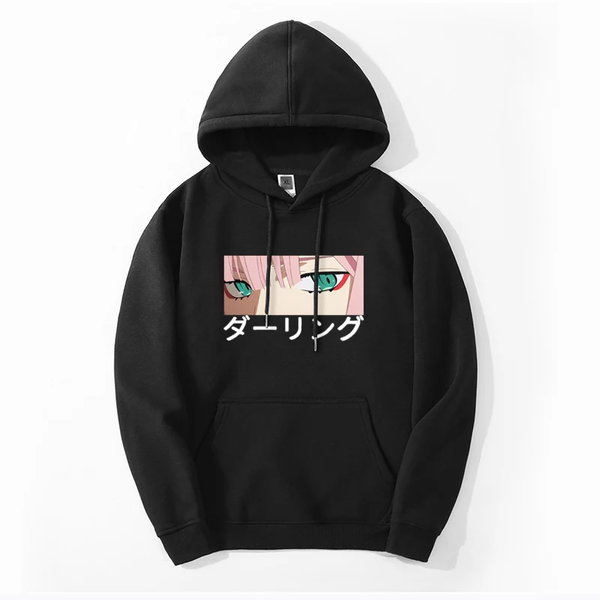 Oversize bluza z nadrukiem anime Darling in the FranXX CZARNY S