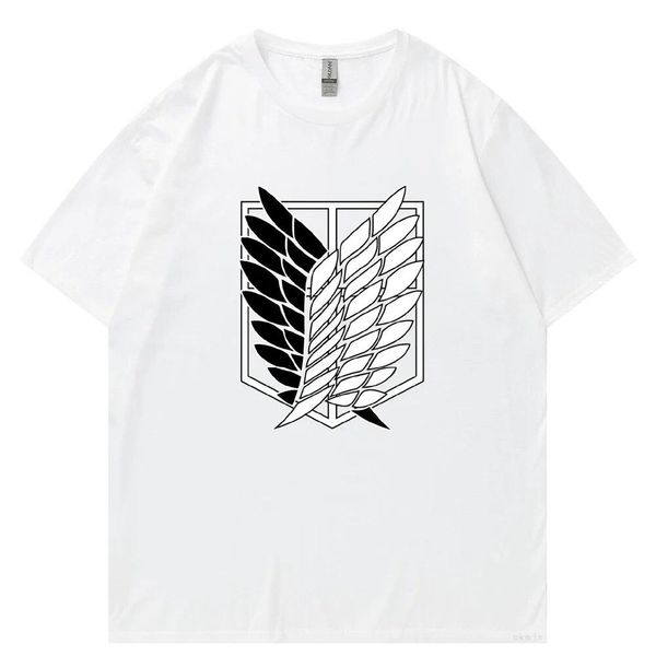 Oversized T-Shirt with Print Attack on Titan White S