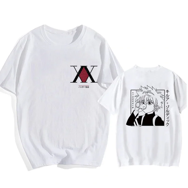 Oversize T-Shirt mit Print Hunter x Hunter Weiß S T0156 фото