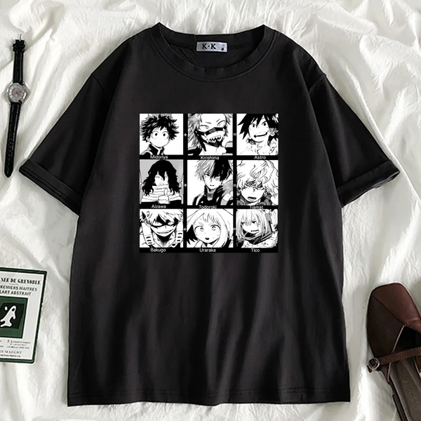 Oversize T-Shirt z nadrukiem My Hero Academia Czarny S