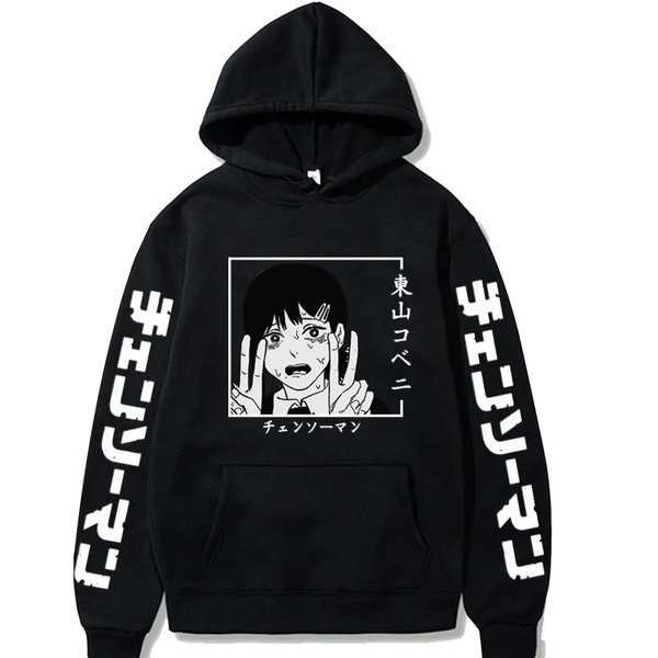 Oversize Hoodie mit Chainsaw man Anime Print SCHWARZ S H0077 фото