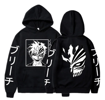 Oversize Hoodie mit Bleach Anime Print Schwarz S H0041 фото