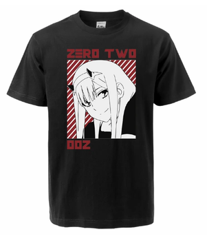 Oversize T-Shirt z nadrukiem Darling in the FranXX Czarny S