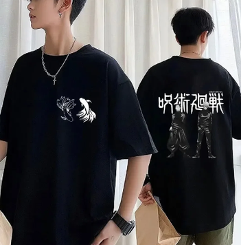 Oversize T-Shirt z nadrukiem jujutsu kaisen Czarny S