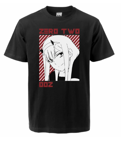 Oversize T-Shirt mit Print Darling in the FranXX Schwarz S T0090 фото