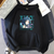 Oversized Hoodie with Genshin Impact Anime Print Black S